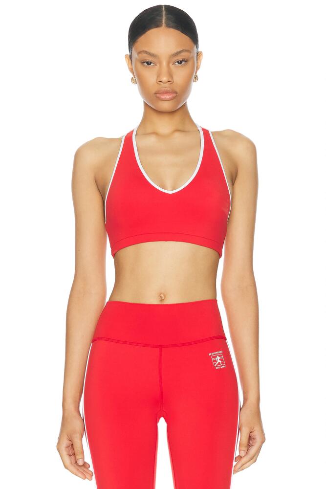 Sporty & Rich Runner Box V-Neck Sports Bra in Red Cover