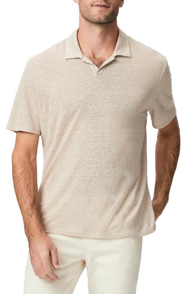 PAIGE Shelton Slub Linen Polo in Mocha Cream Cover