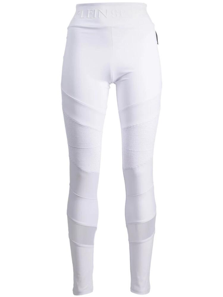 Plein Sport ribbed-panelled jogging leggings - White Cover