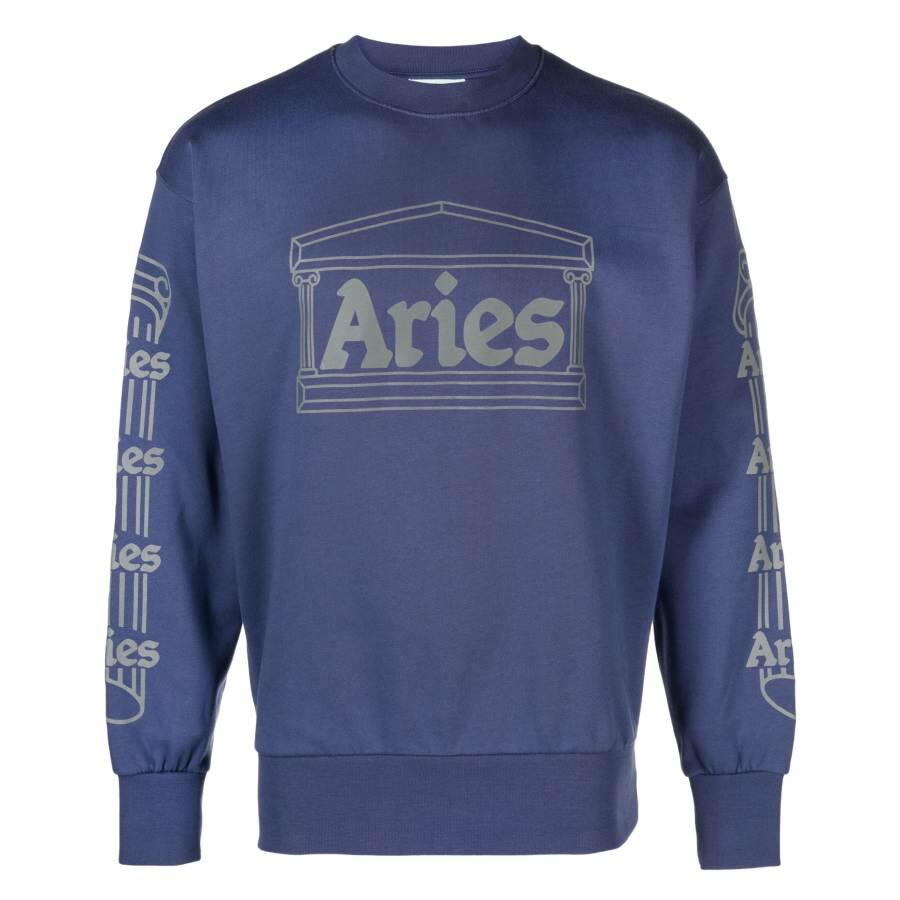 Aries Navy Reflective Column Cotton Sweatshirt Cover