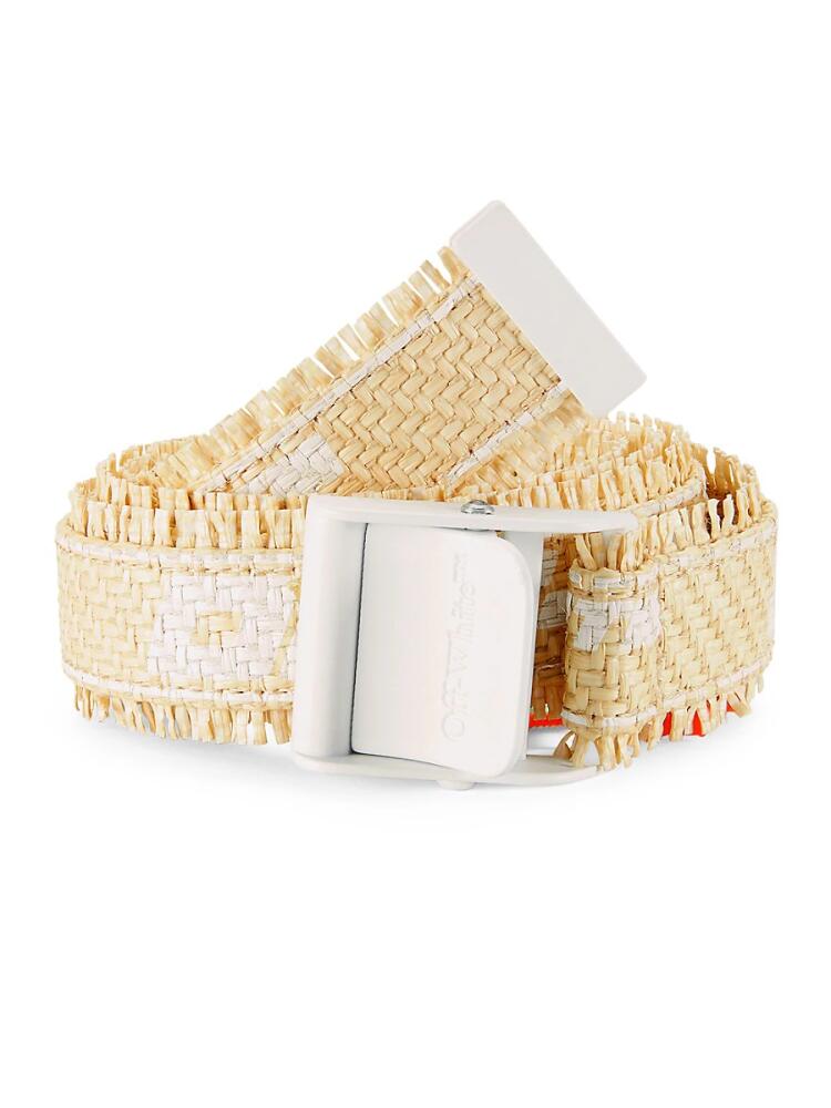 Off-White Women's Logo Faux Raffie Woven Belt - Beige Multi Cover