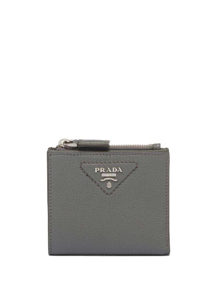 Prada logo-plaque Saffiano leather wallet - Grey Cover