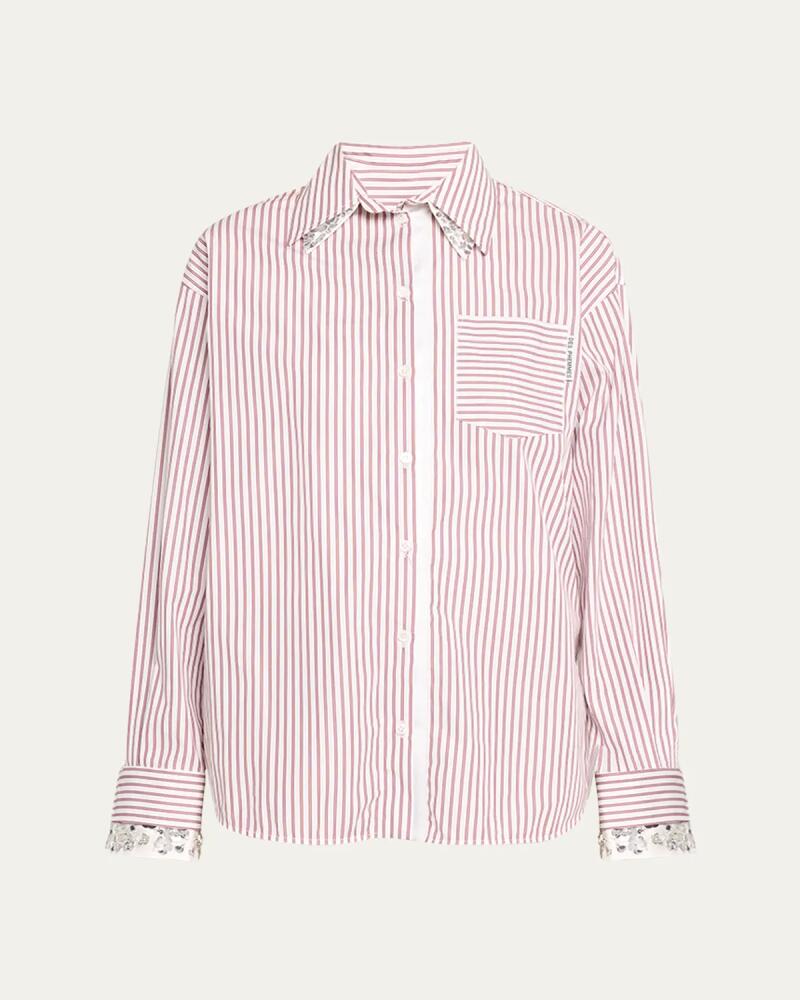 Des Phemmes Oversized Striped Button-Front Top Cover