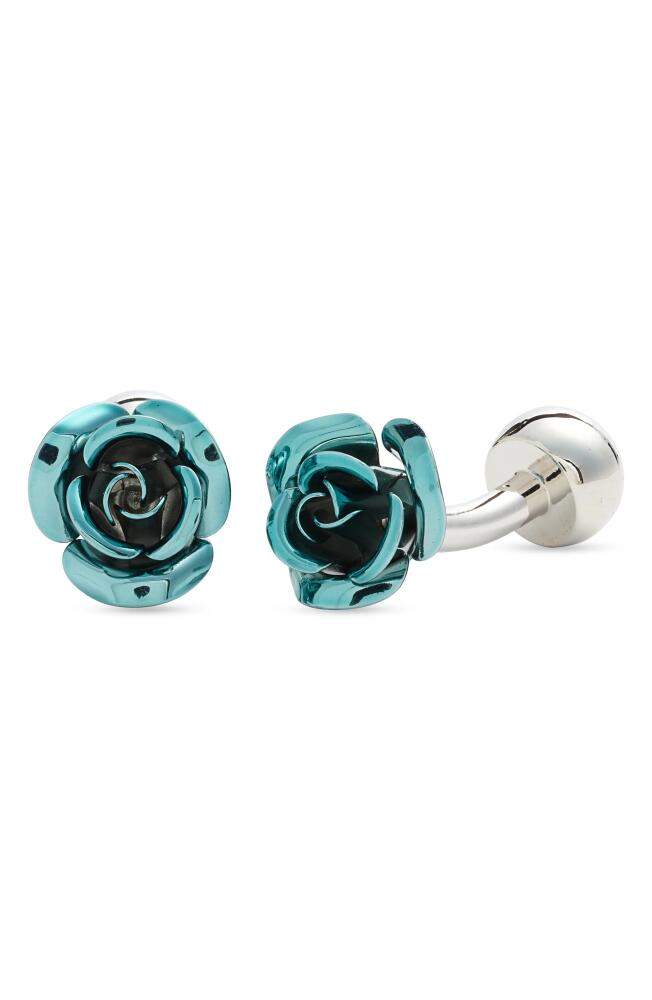 CLIFTON WILSON Rose Bud Cuff Links in Turquoise Cover