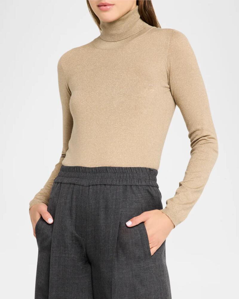 Brunello Cucinelli Metallic Cashmere-Silk Turtleneck Sweater Cover