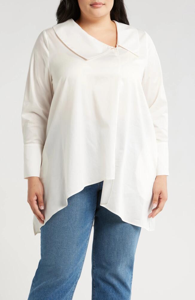 HARSHMAN Dorette Asymmetric Collar Cotton Tunic in Ivory Cover