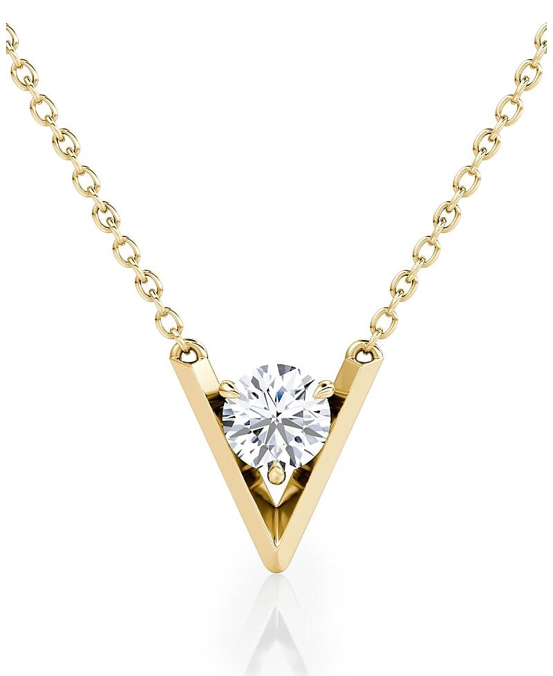 Vrai Lab Grown Diamond Round Brilliant V Necklace in 14K White Gold and Gold, .50 ct. t. w. Cover