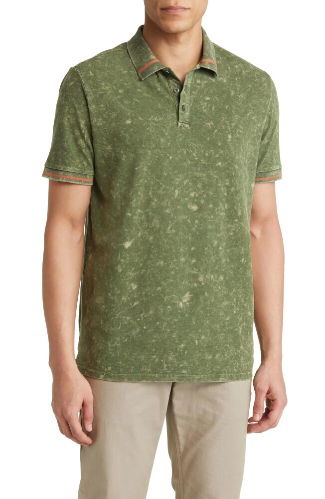 Stone Rose Tipped Acid Wash Performance Jersey Polo in Olive Cover