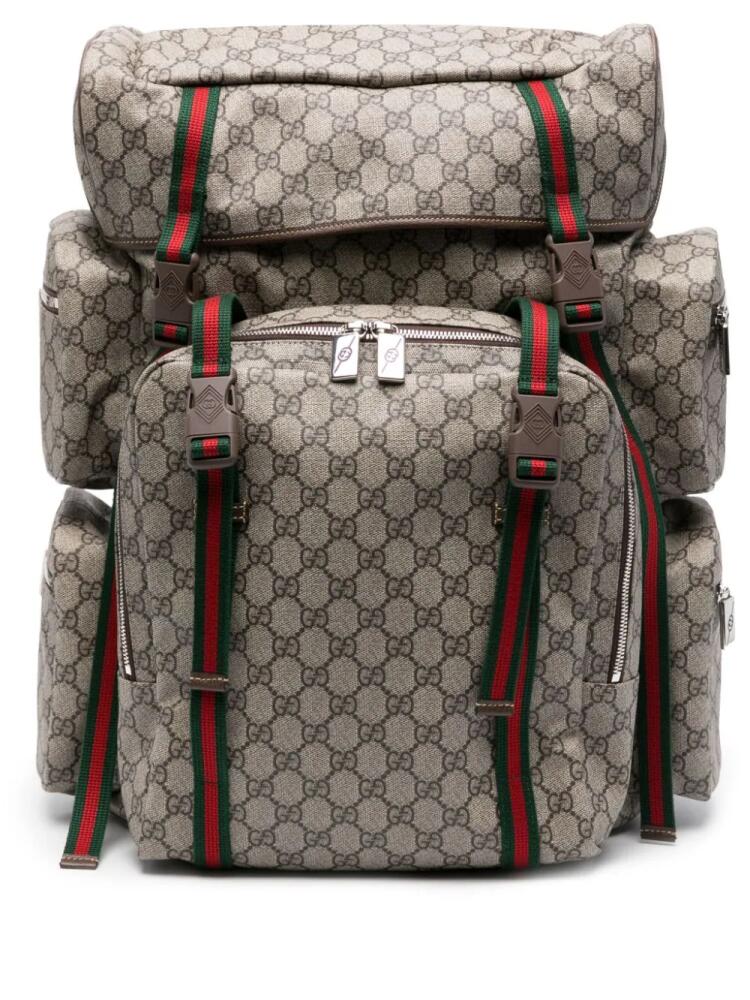 Gucci GG Supreme leather-trim backpack - Neutrals Cover