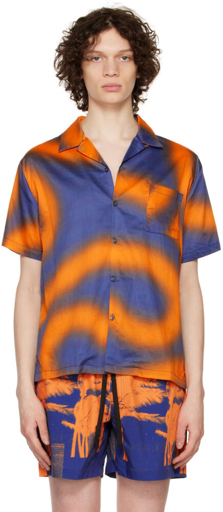 Double Rainbouu Orange & Blue Printed Shirt Cover