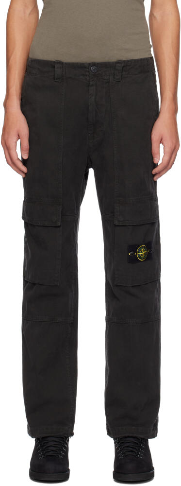 Stone Island Gray 30601 Panama Cotton 'OLD' Effect Cargo Pants Cover