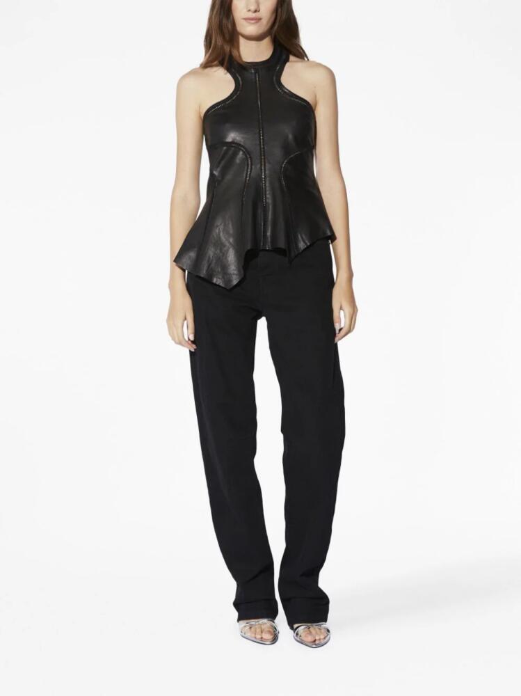 RTA asymmetric halterneck leather top - Black Cover