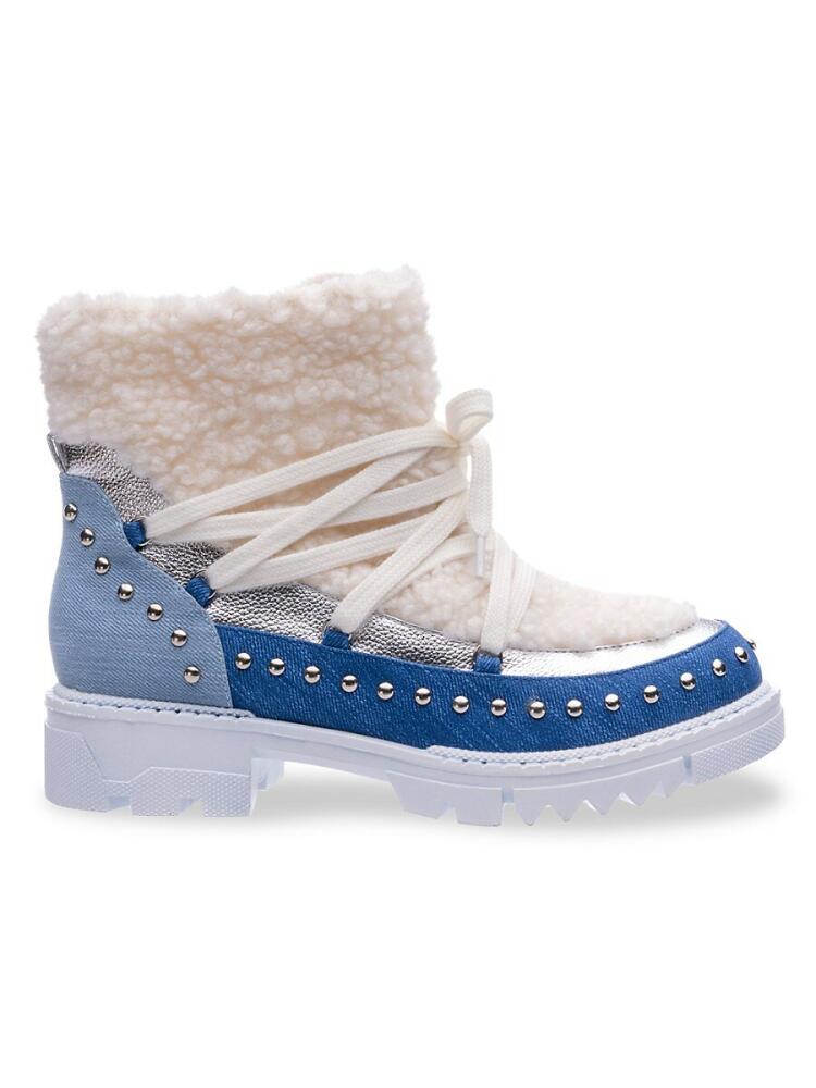 Lady Couture Women's Snowball Studded Faux Shearling Boots - Blue Cover