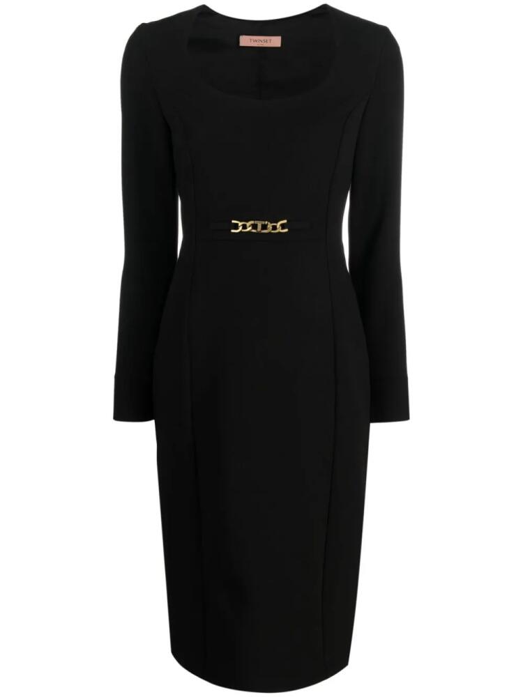 TWINSET chain link-detail long-sleeve dress - Black Cover