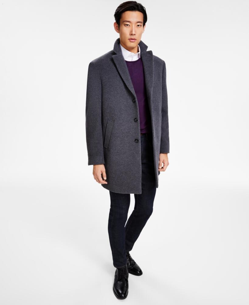 Calvin Klein Men's Prosper Wool-Blend Slim Fit Overcoat - Medium Grey Cover