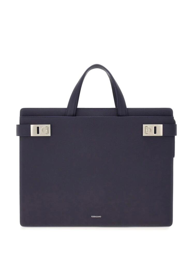 Ferragamo Gancini-buckle leather briefcase - Blue Cover