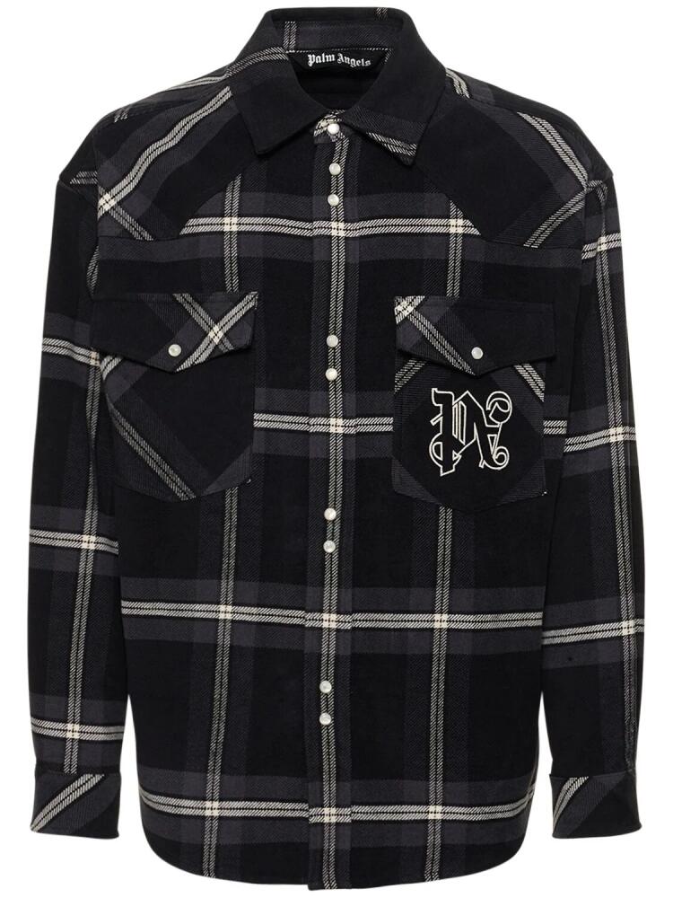 PALM ANGELS Monogram Check Cotton Overshirt Cover