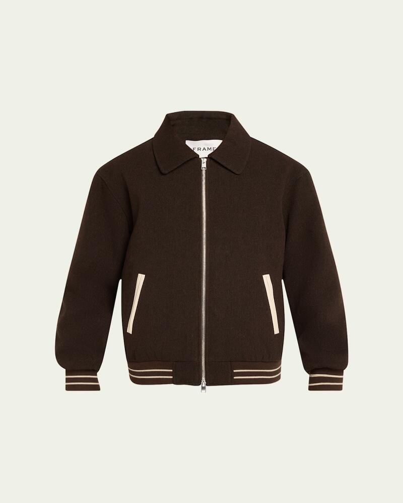 FRAME Men's Varsity Jacket with Striped Trim Cover