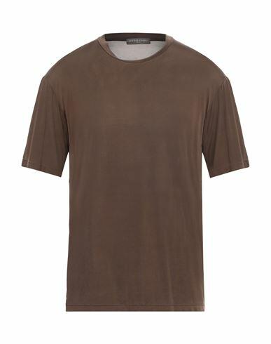 Daniele Fiesoli Man T-shirt Brown Cupro, Elastane Cover