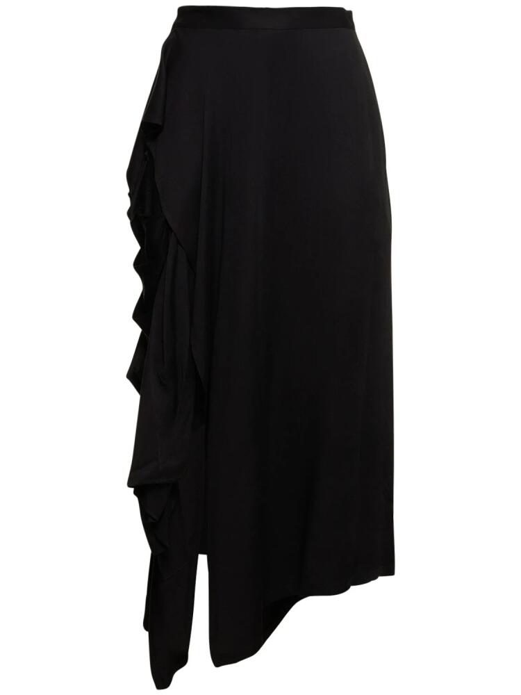 YOHJI YAMAMOTO Ruffled Satin Asymmetric Midi Skirt Cover