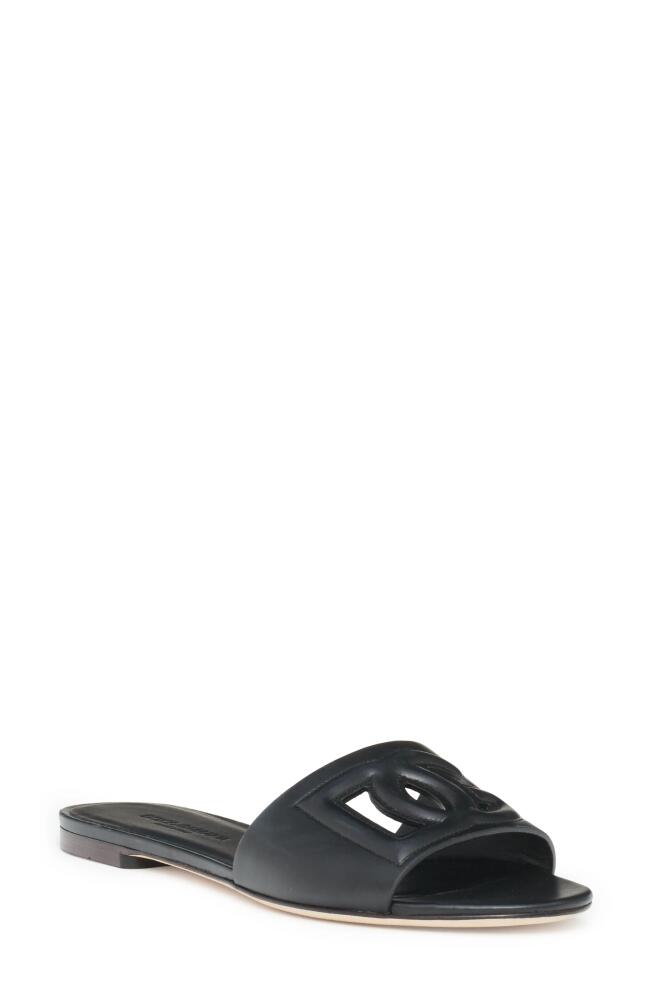 Dolce & Gabbana Bianca Interlock Slide Sandal in Black Cover