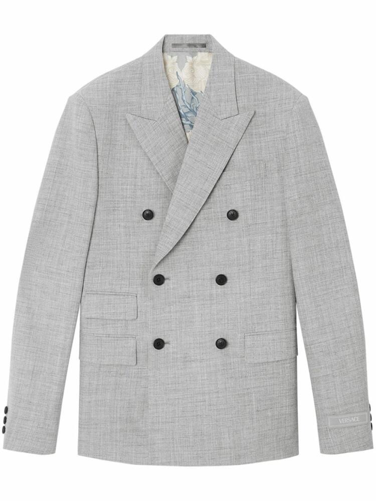 Versace double-breasted wool-blend blazer - Grey Cover