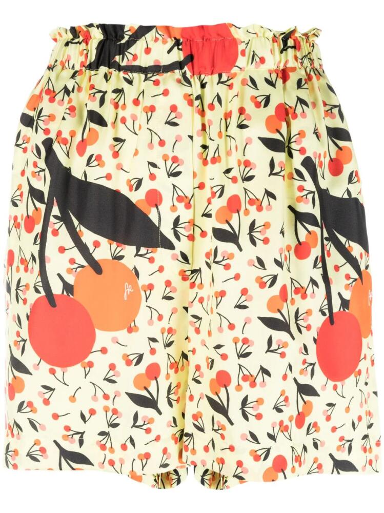 Sonia Rykiel cherry-print twill shorts - Yellow Cover