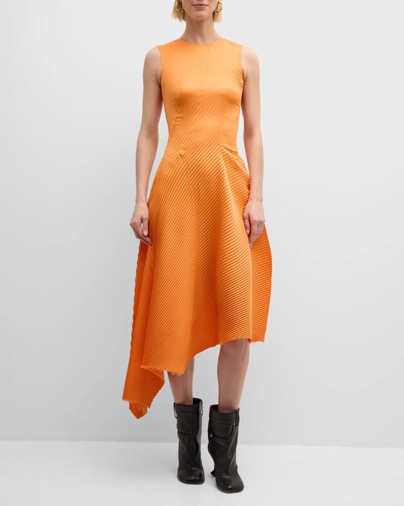 Loewe Pleated Sleeveless Asymmetric Midi Dress Cover