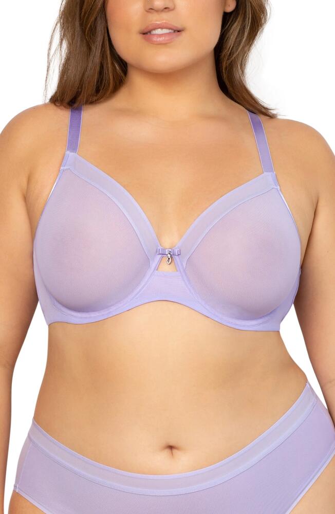 Curvy Couture Full Figure Mesh Underwire Bra in Lavender Mist Cover