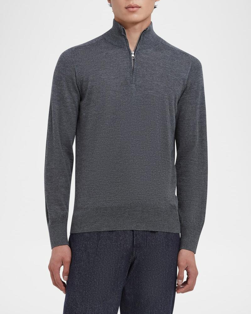 dunhill Men's Superfine Cashmere Quarter-Zip Sweater Cover