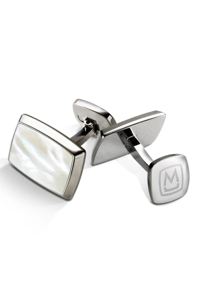 M-Clip® Stainless Steel Cuff Links in Stainless Steel/White Pearl Cover