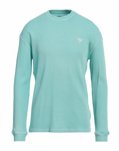 Guess Man Sweatshirt Turquoise Cotton Cover