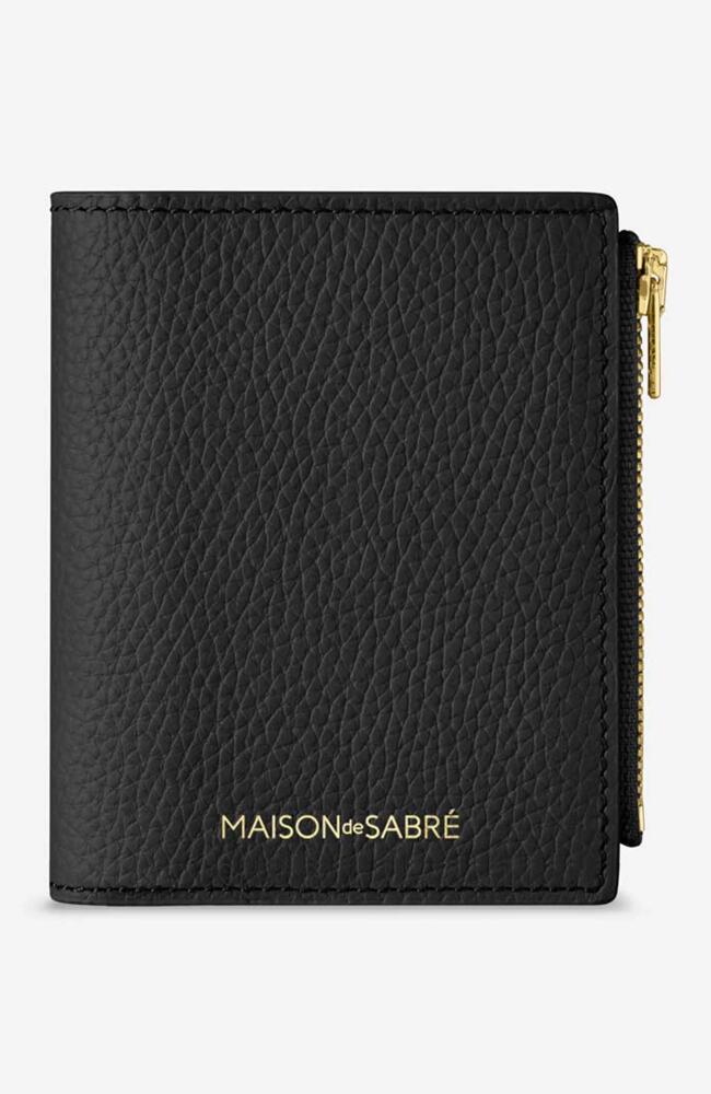 MAISON de SABRÉ Small Leather Bifold Wallet in Black Caviar Cover