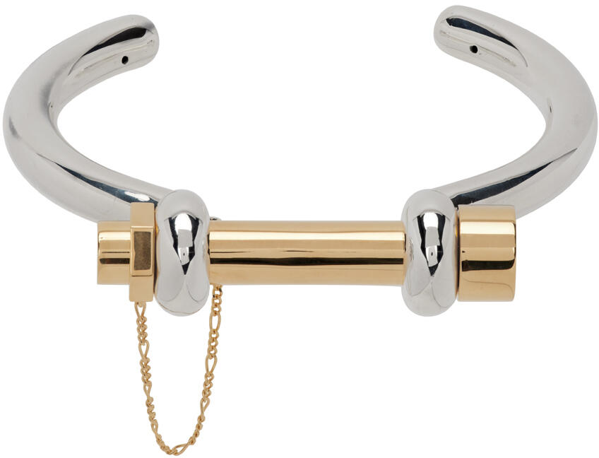 Bottega Veneta Silver & Gold Bolt Cuff Bracelet Cover