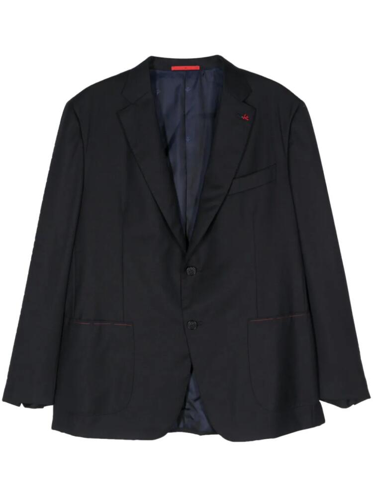 Isaia piqué single-breasted blazer - Blue Cover