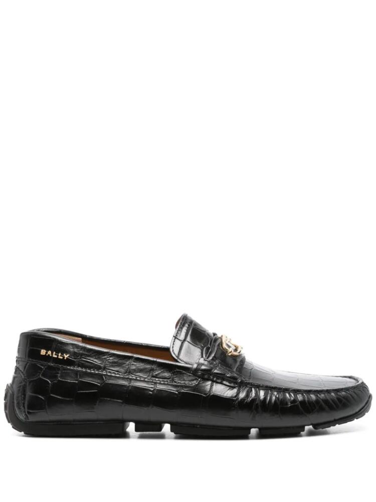 Bally embossed crocodile-effect loafers - Black Cover