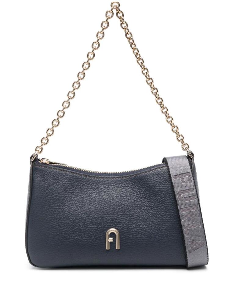 Furla logo-plaque leather shoulder bag - Blue Cover