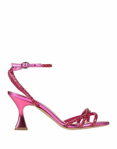 Divine Follie Woman Sandals Magenta Soft Leather, Rubber Cover