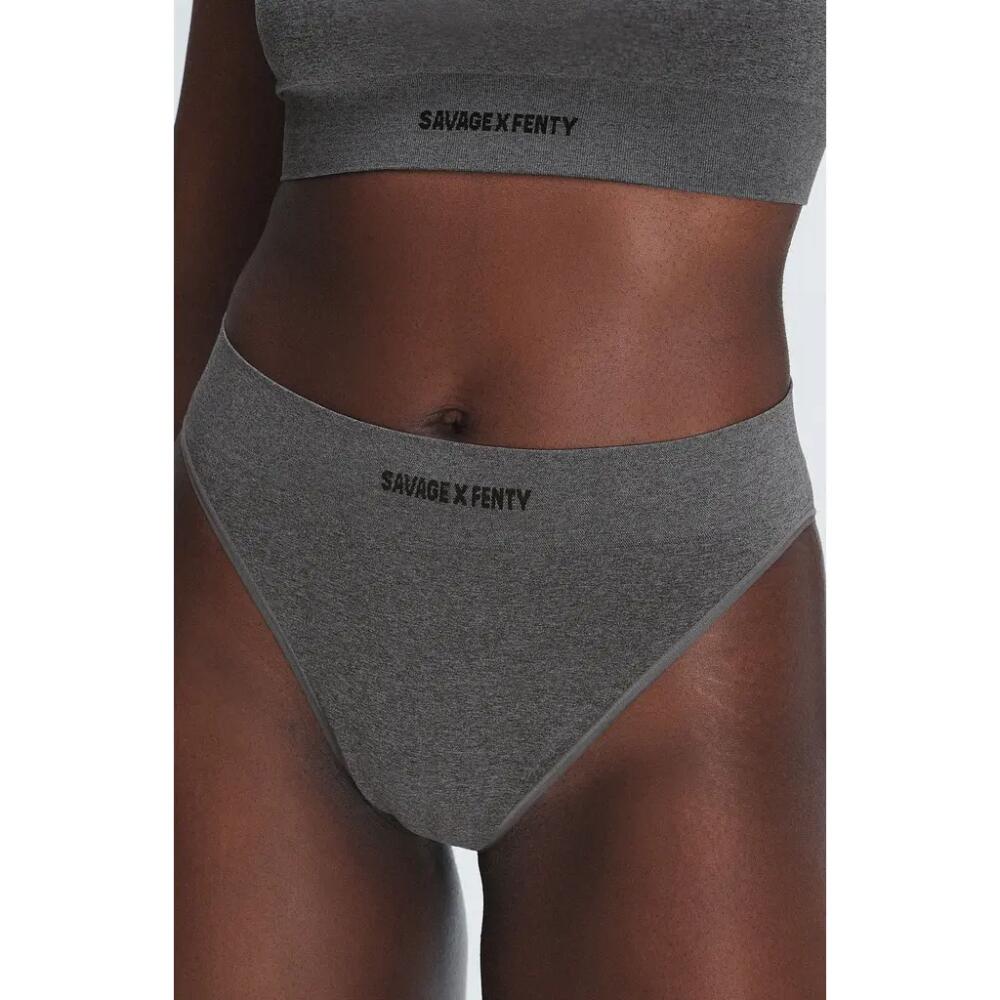 SAVAGE X FENTY Seamless High Waist Bikini Briefs in Platinum Grey Cover