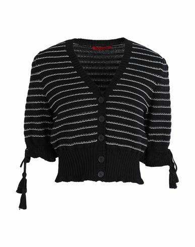 Max & co. Woman Cardigan Black Cotton, Linen Cover