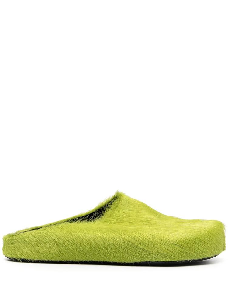 Marni Fussbet Sabot calf-hair slippers - Green Cover