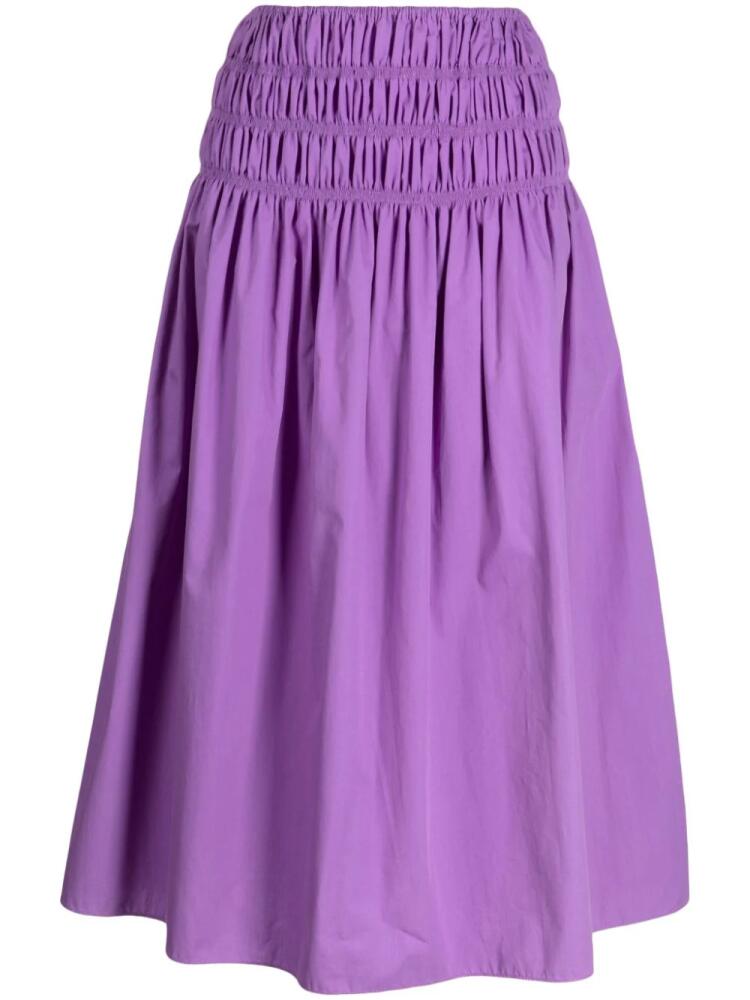 Bambah gathered cotton-poplin midi skirt - Purple Cover