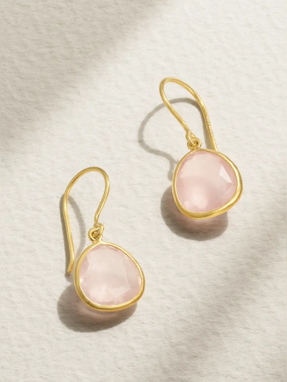 Pippa Small - 18-karat Gold Rose Quartz Earrings - Pink Cover