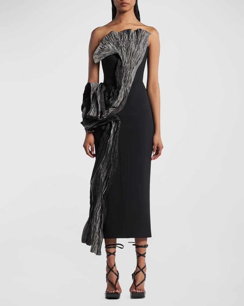 Maticevski Waller Midi Dress with Pleated Drape Detail Cover