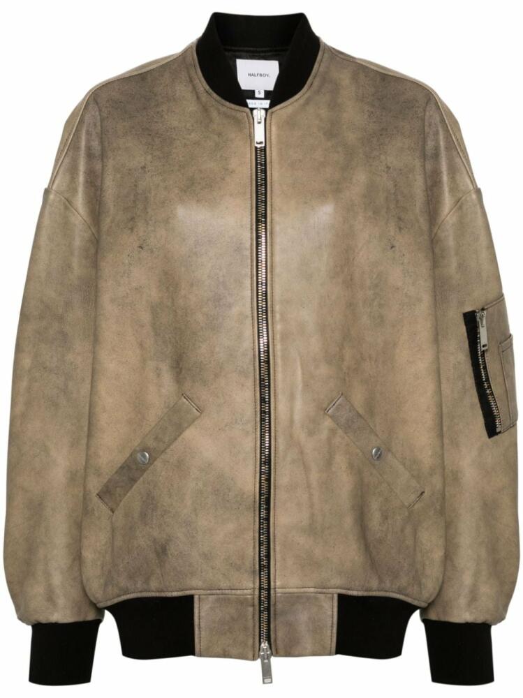 Halfboy leather bomber jacket - Neutrals Cover