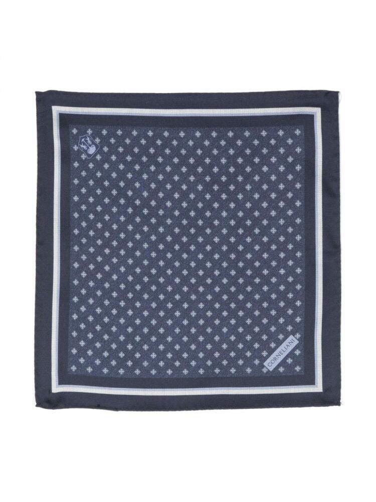 Corneliani geometric-pattern pocket scarf - Blue Cover