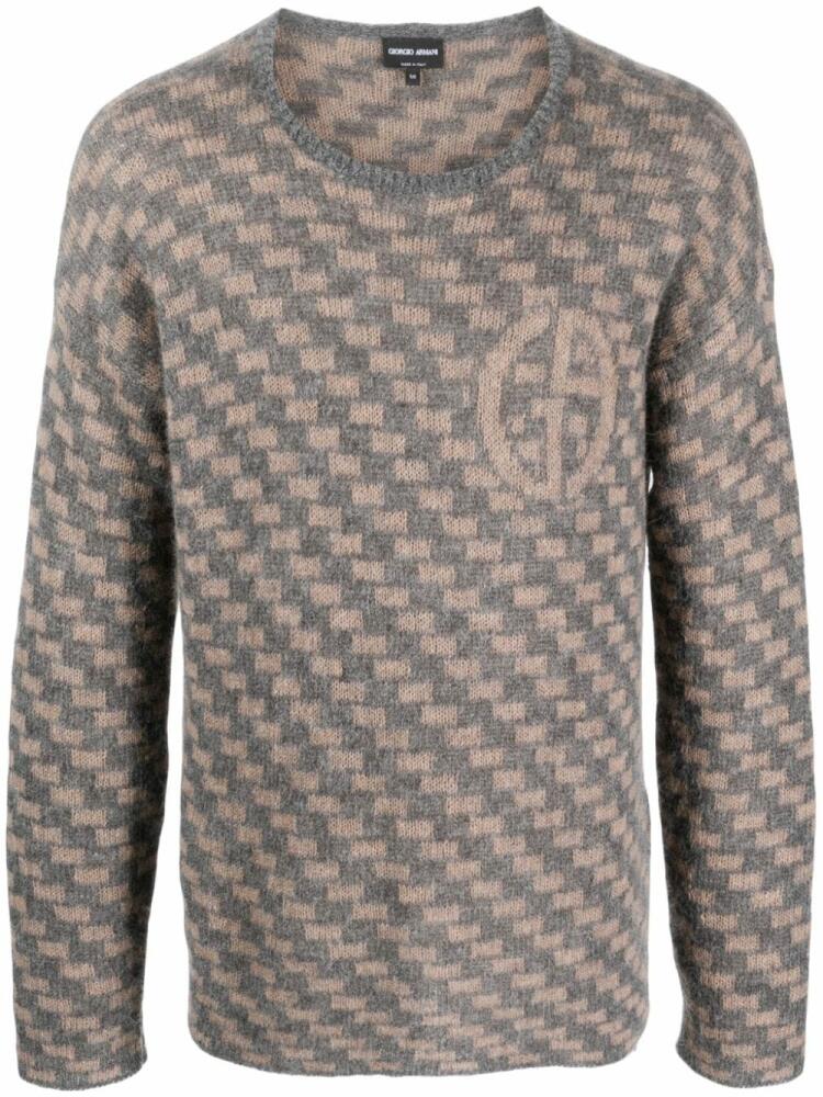 Giorgio Armani geometric-pattern intarsia-knit jumper - Grey Cover