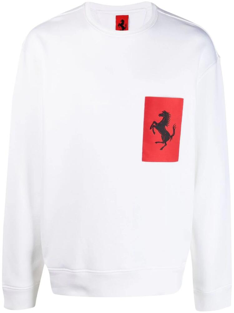 Ferrari logo-print crew-neck sweatshirt - White Cover