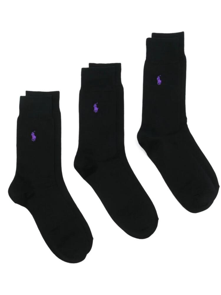 Polo Ralph Lauren Polo Pony-motif socks (pack of three) - Black Cover