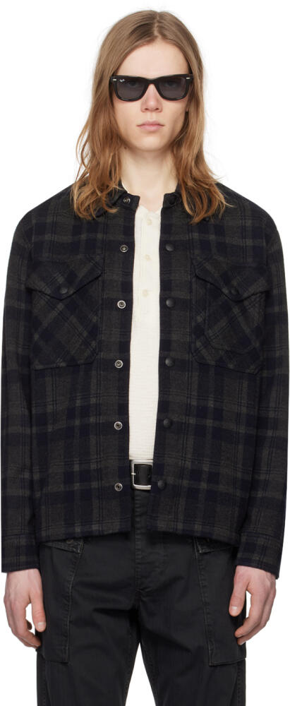 RRL Navy & Black Check Shirt Cover